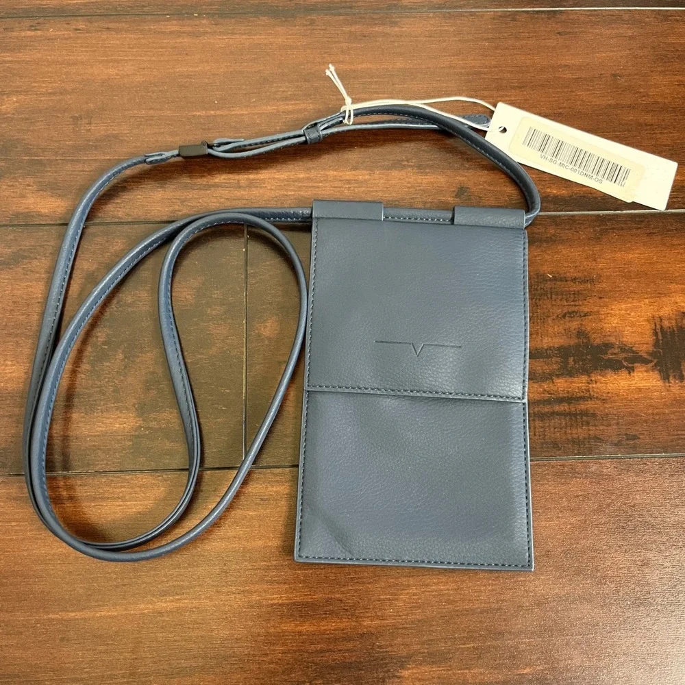 NEW Von Holzhausen Blue Vegan Leather Micro Bag Crossbody Phone and Card‎ Pouch